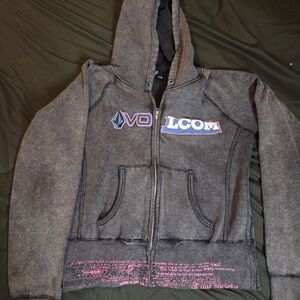 Vintage Y2K- Volcom Stone Womens Large- Zip Up Hoodie Graphic Pink